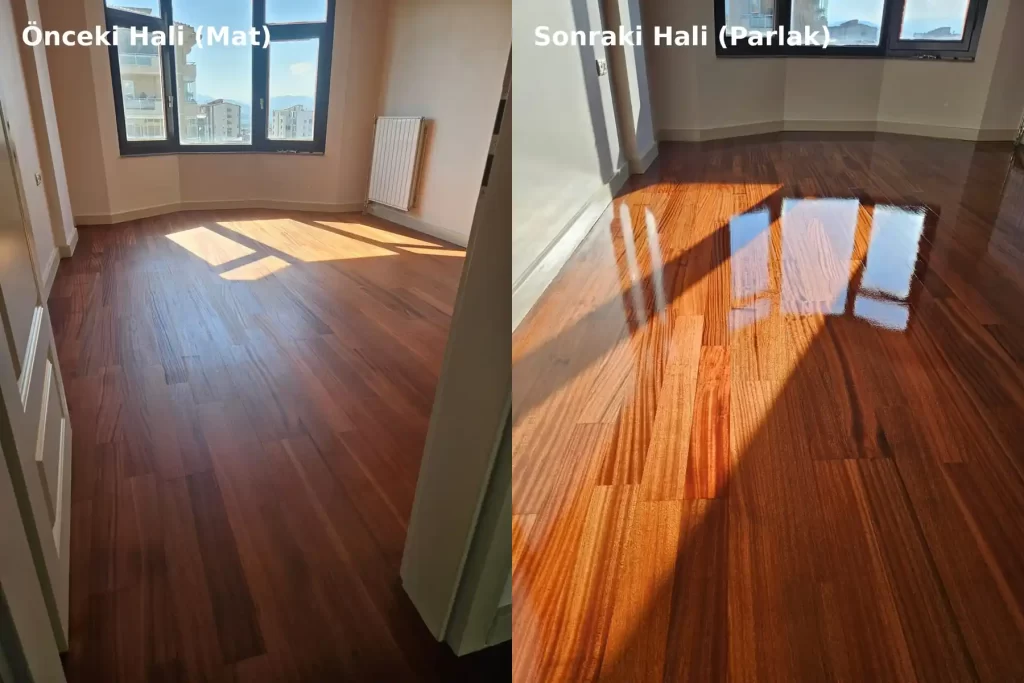 Salon parke cilalama uygulama sonrası